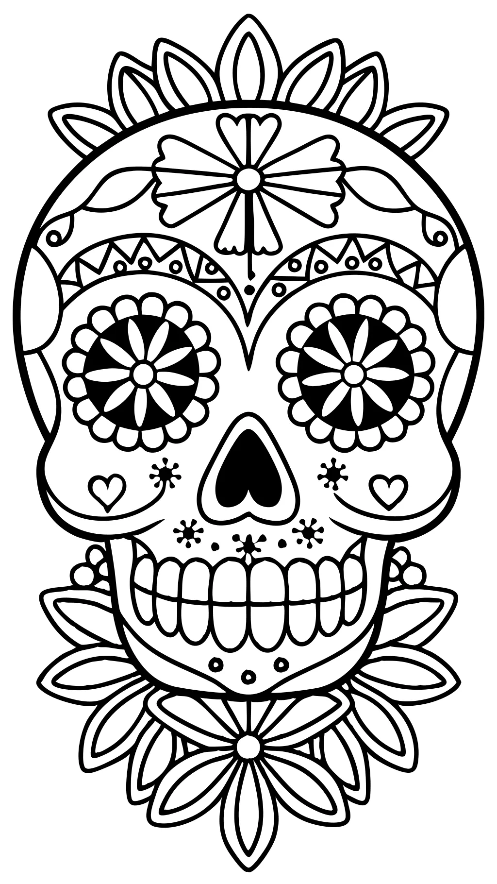 Páginas de color de calavera mexicana de Halloween